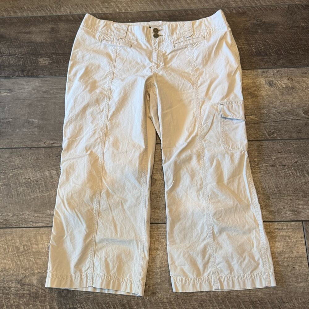 Eddie Bauer Ripstop Vashon Capri Cargo Beige Stone Pant Size 14
